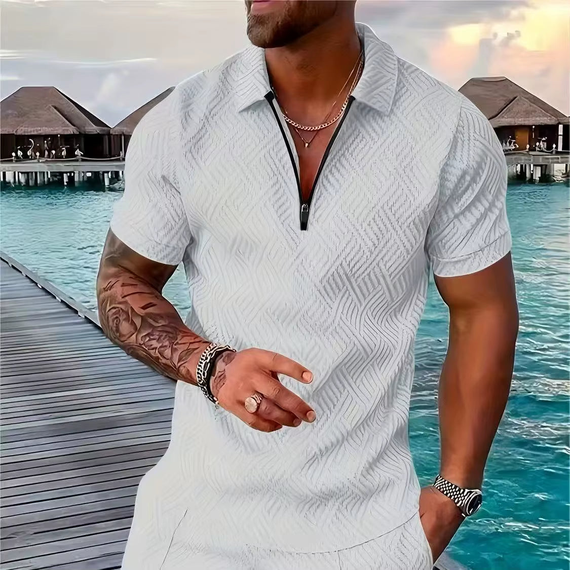 Summer Men'S New Trendy Brand Random Printing Fashion Two-Piece Set Casual Loose Short-Sleeved Shorts Set